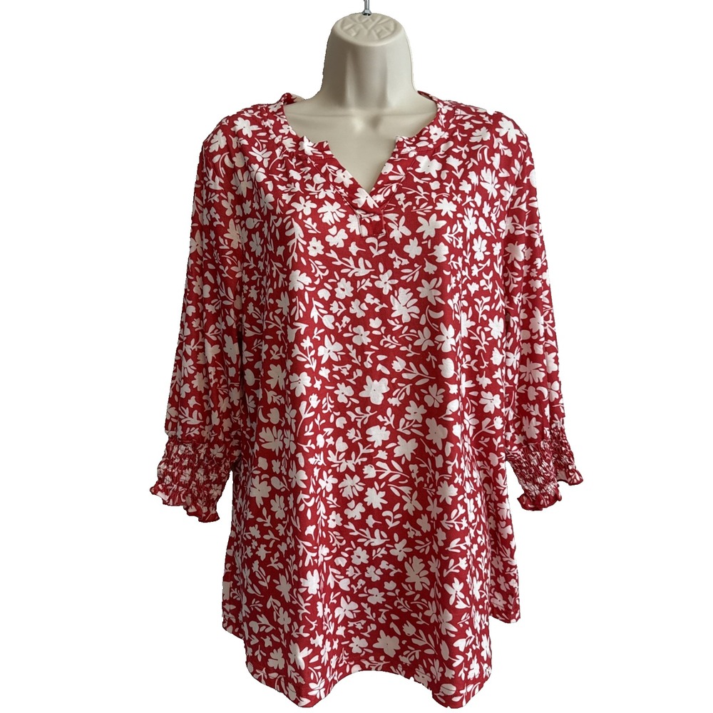 NWT Fantaslook 3/4 Sleeve Floral Top XL Feminine Festival Cottagecore Office